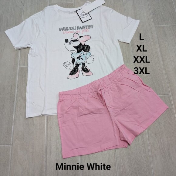 NWT Disney Women’s Teens Cute Minnie Print  Pj's Short Sets Super soft Comfy Pjs - Picture 1 of 1